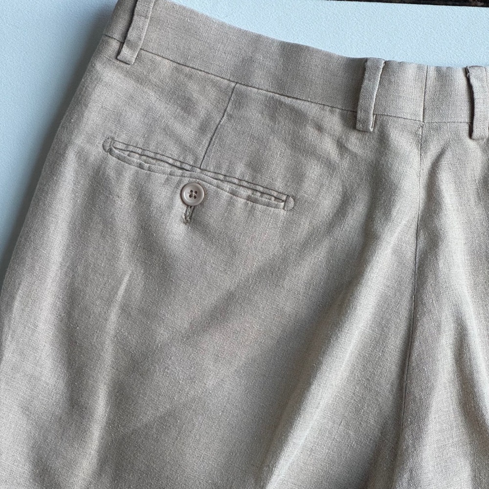 Paul Fredrick Mens Tan 100% Linen Flat Front Dress Pants Size 36 Tall Classic - Picture 9 of 14
